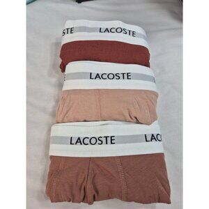 Lacoste Men's Boxer Briefs Size S Cotton Stretch 3 pack Brown Tan Rust